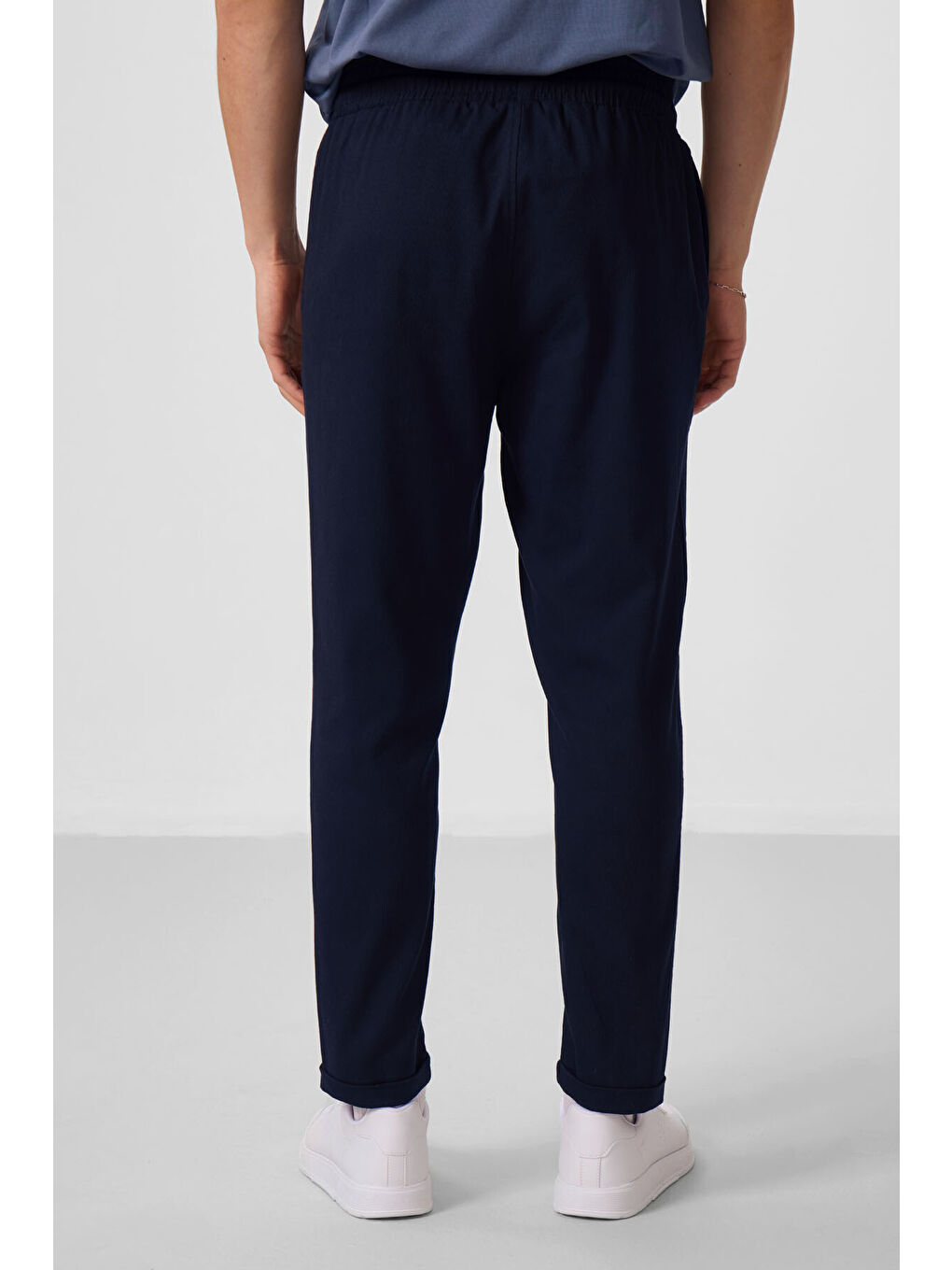 Lacivert Standart Fit Dokuma Hafif Esnek Chino Pantolon - 82175-4