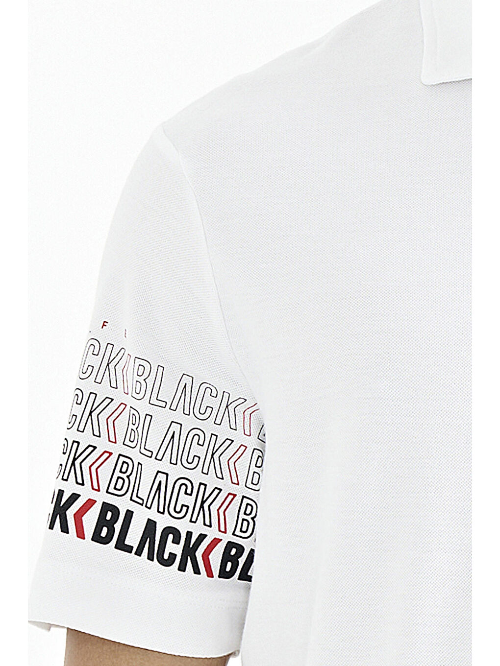 Beyaz Kol Baskı Detaylı Polo Yaka Standart Form Erkek %100 Pamuk Tişört - 88240-2