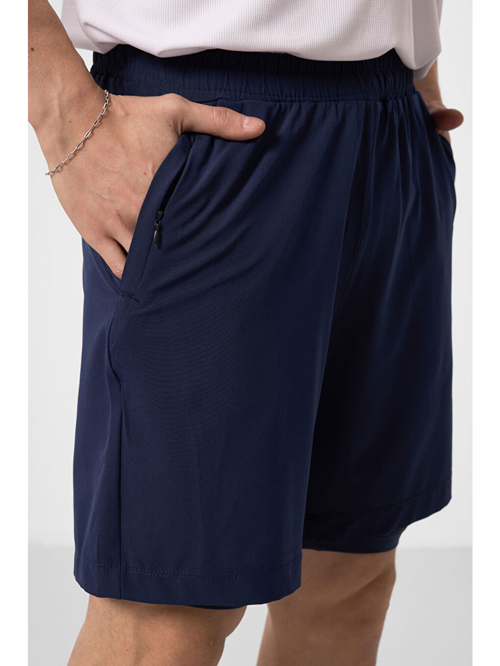 İndigo Polyester İnce Yumuşak Standart Fit Erkek Taytlı Şort - 81287-1