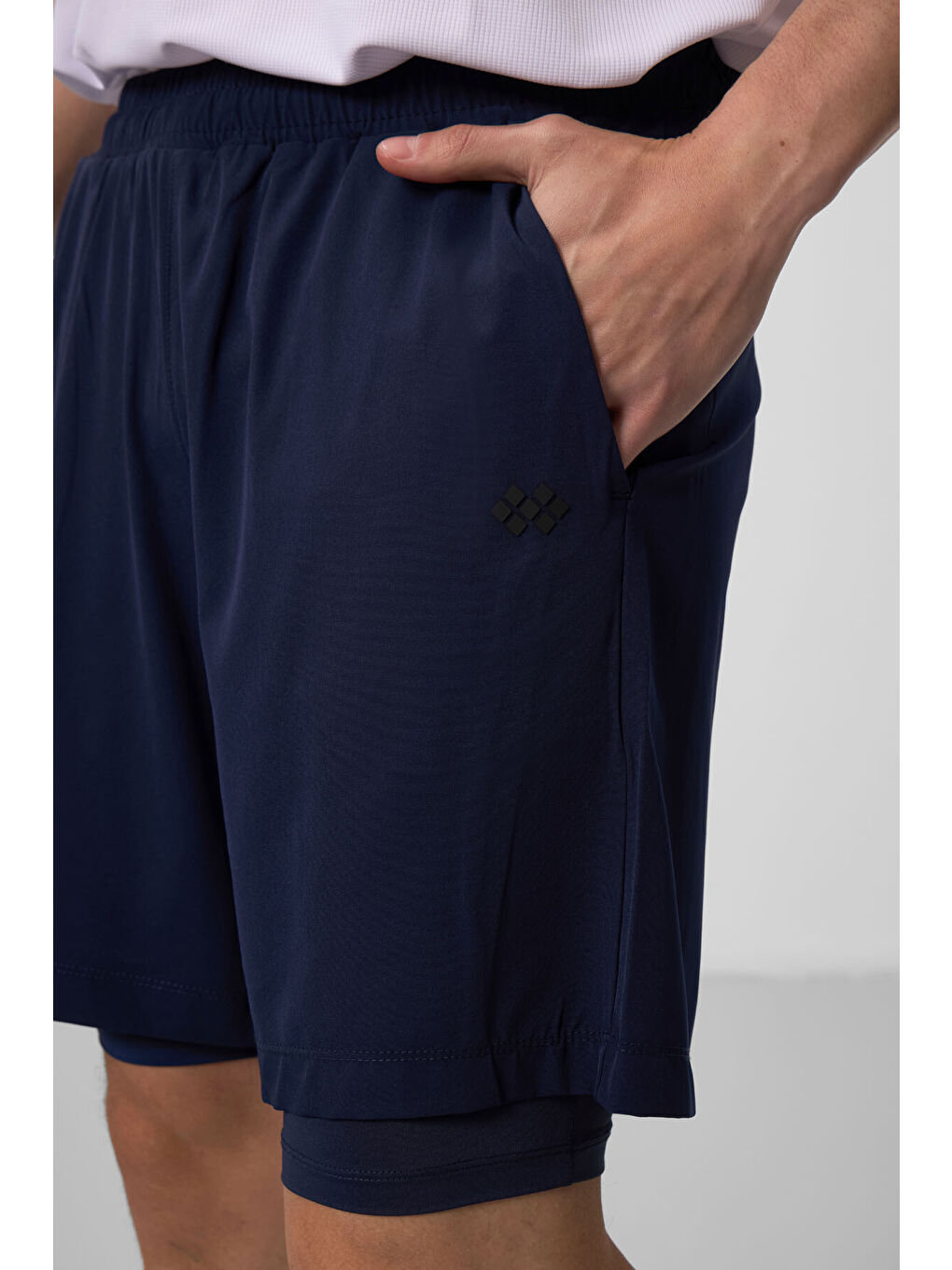 İndigo Polyester İnce Yumuşak Standart Fit Erkek Taytlı Şort - 81287-3