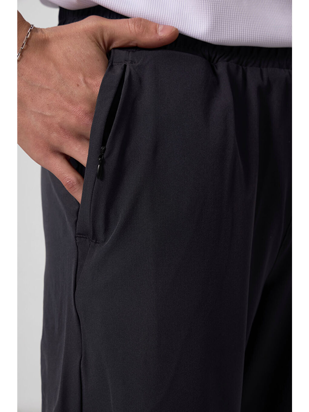 Antrasit Polyester İnce Yumuşak Standart Fit Erkek Taytlı Şort - 81287-3