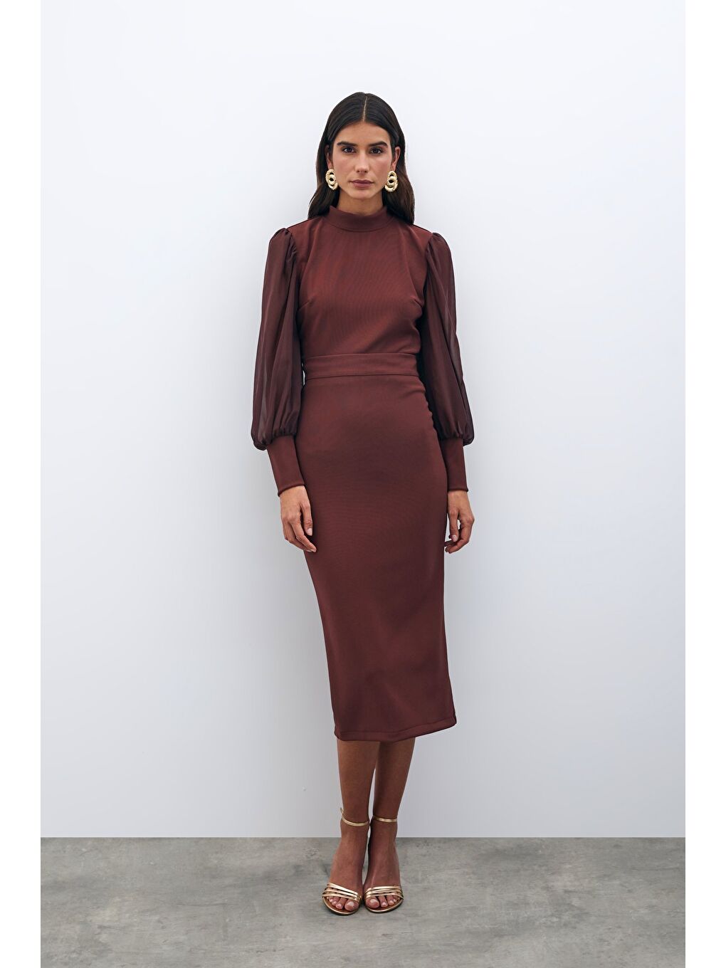 Kahverengi Midi Boy Kalem Etek - Kahve-1