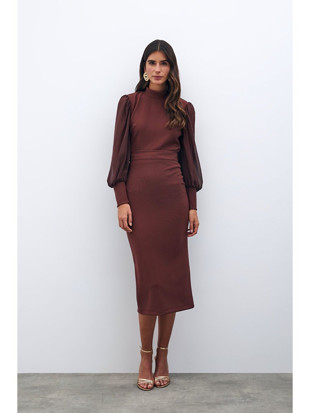 Kahverengi Midi Boy Kalem Etek - Kahve-2