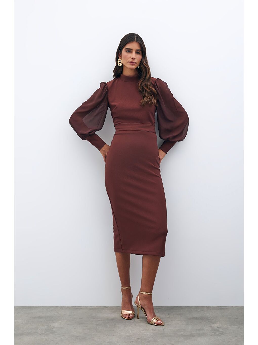 Kahverengi Midi Boy Kalem Etek - Kahve-3