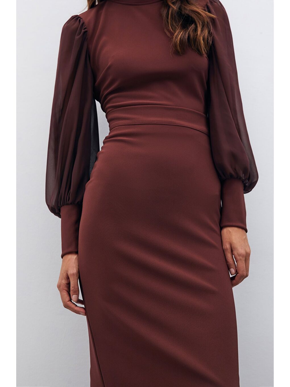 Kahverengi Midi Boy Kalem Etek - Kahve-5