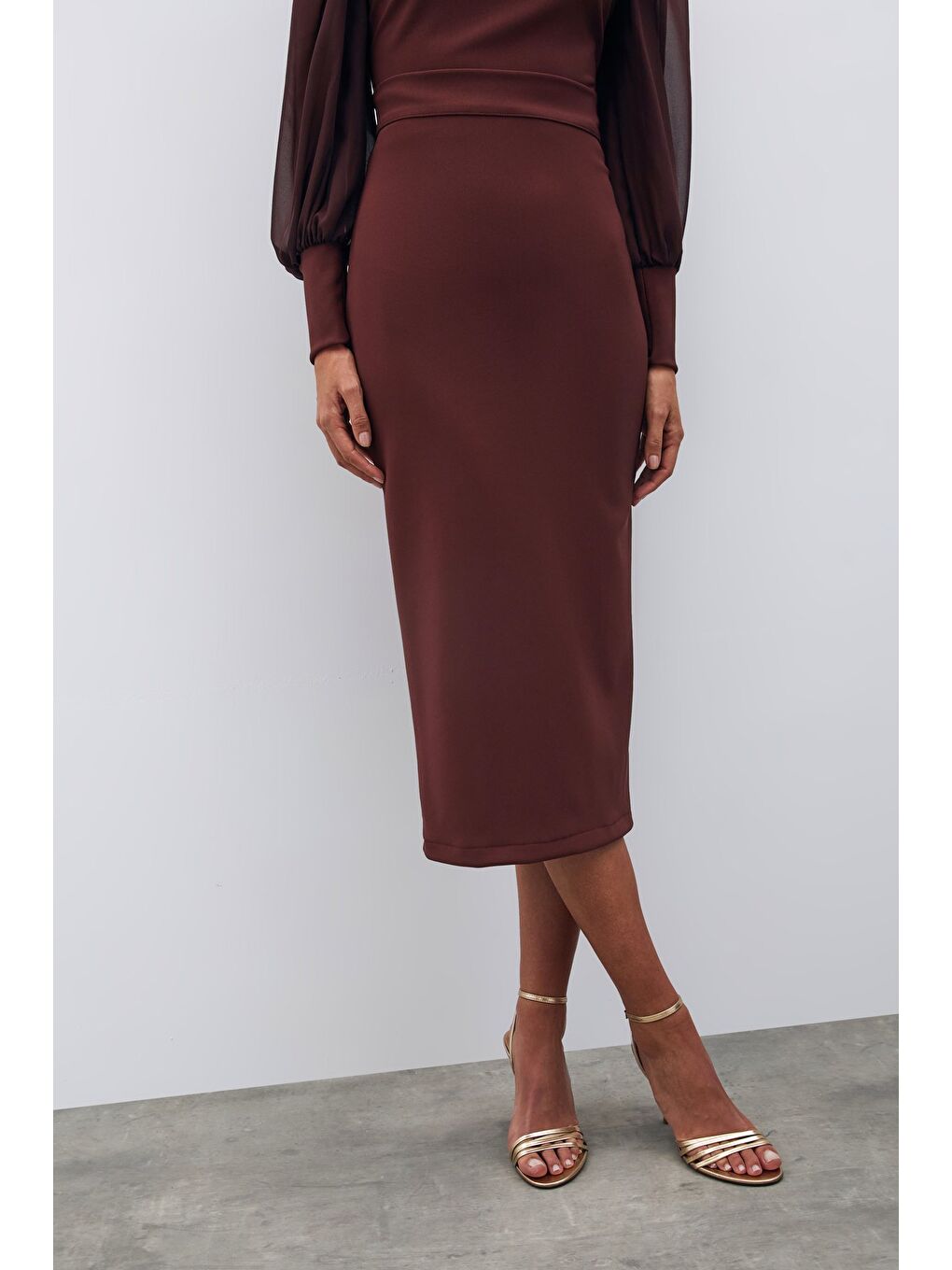 Kahverengi Midi Boy Kalem Etek - Kahve-6