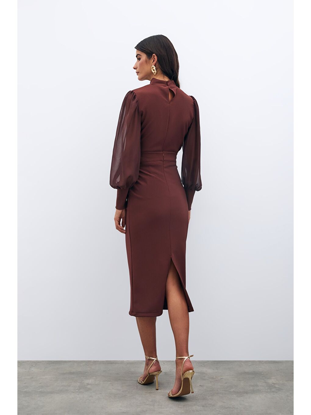 Kahverengi Midi Boy Kalem Etek - Kahve-7