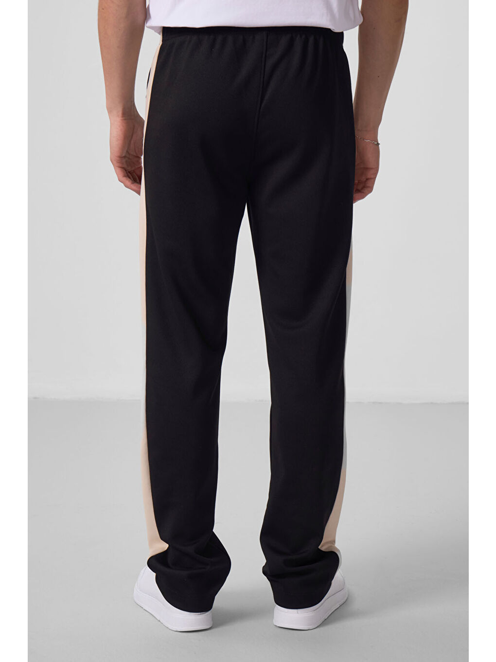 Siyah-Bej Yüzeyi Dokulu Standart Fit Palazzo  Erkek Pantolon - 82171-4