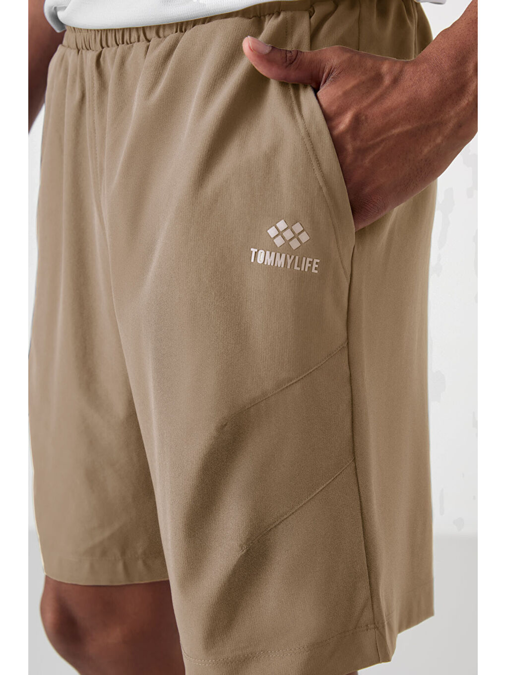 Bej Polyester Kalın Yumuşak Comfort Fit Erkek Şort - 81268-3