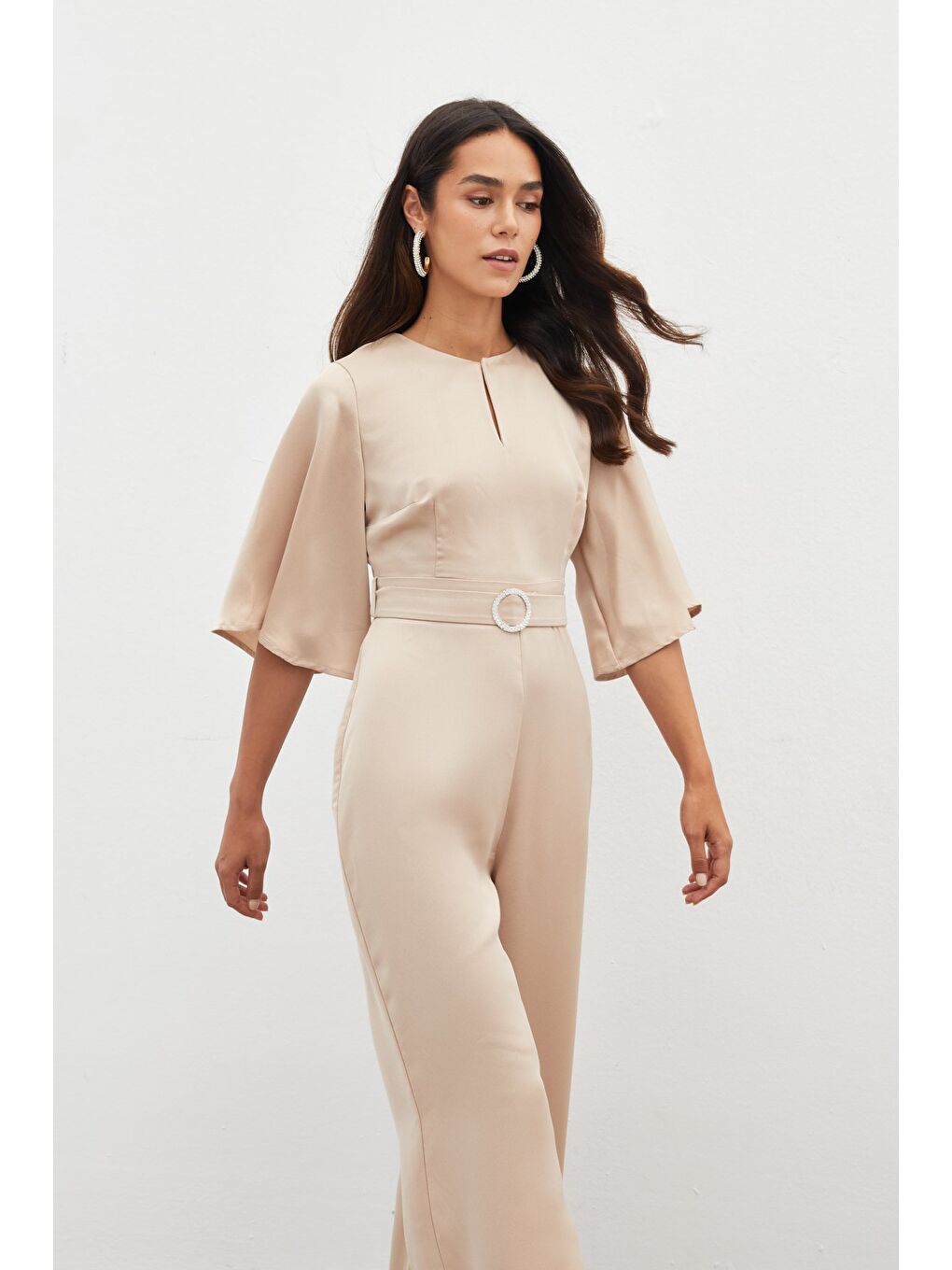 Kemerli Krep Tulum - Bej-1