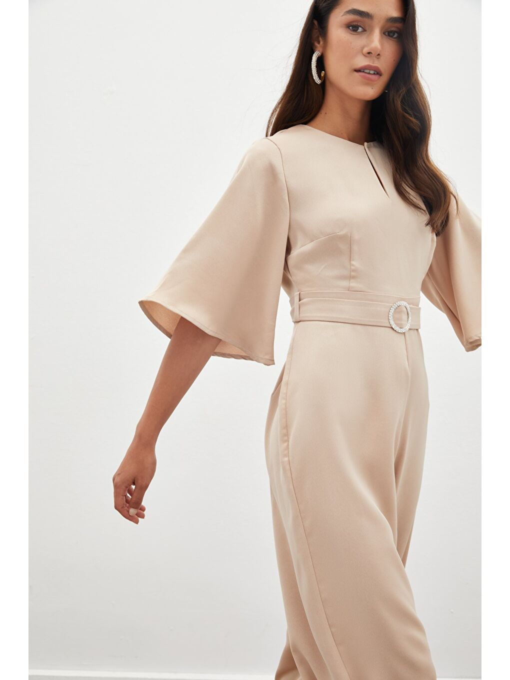 Kemerli Krep Tulum - Bej-2