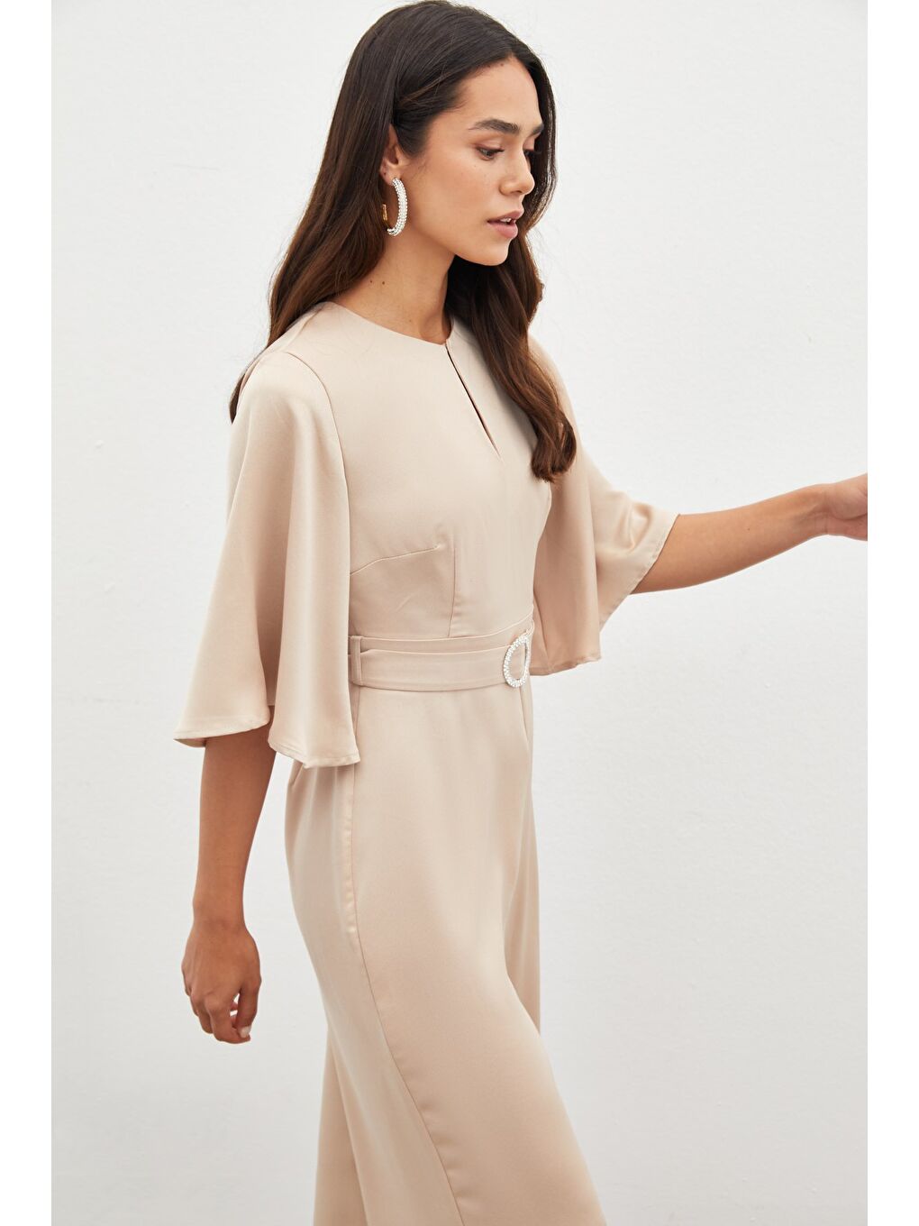 Kemerli Krep Tulum - Bej-3