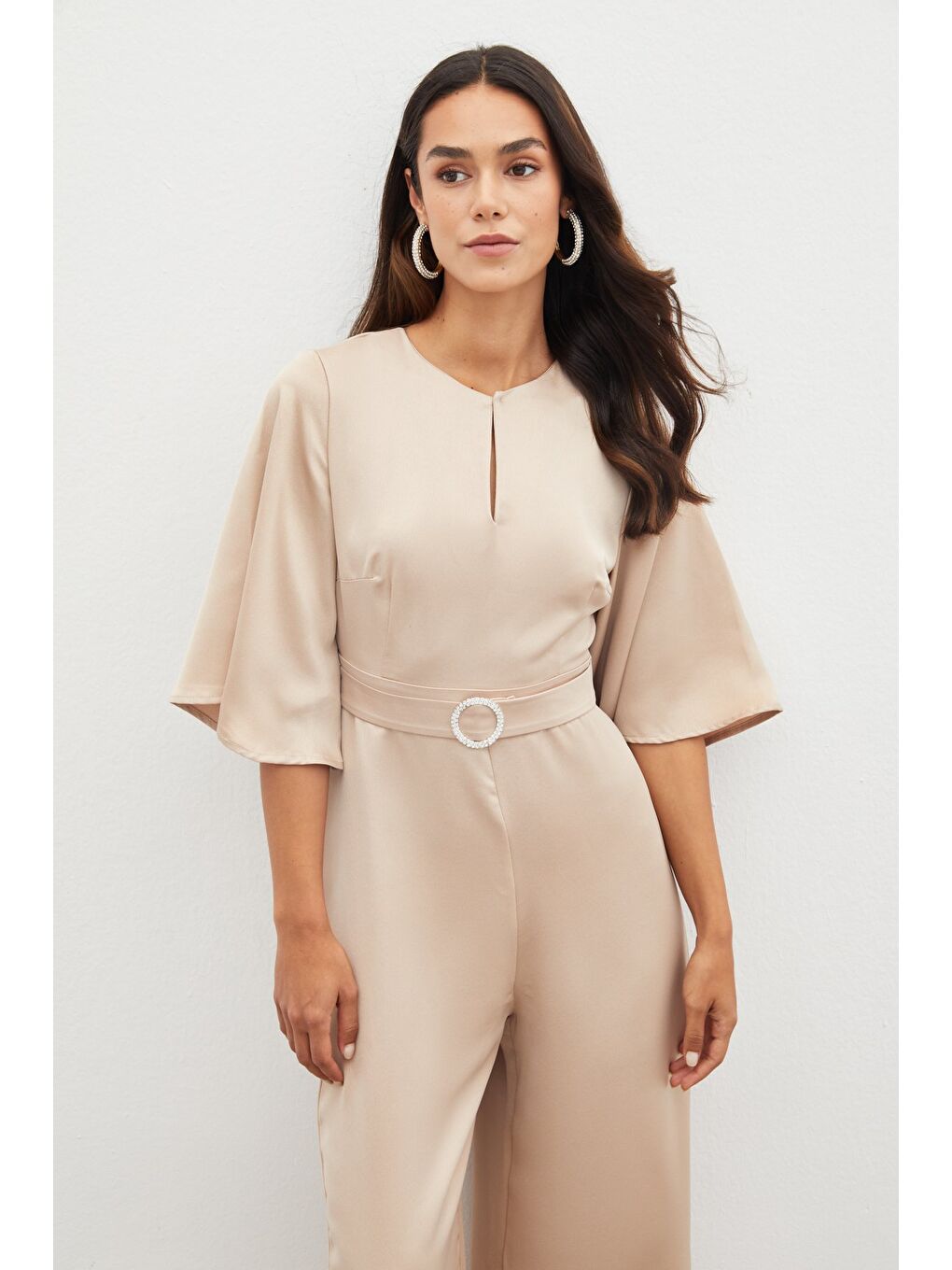 Kemerli Krep Tulum - Bej-5