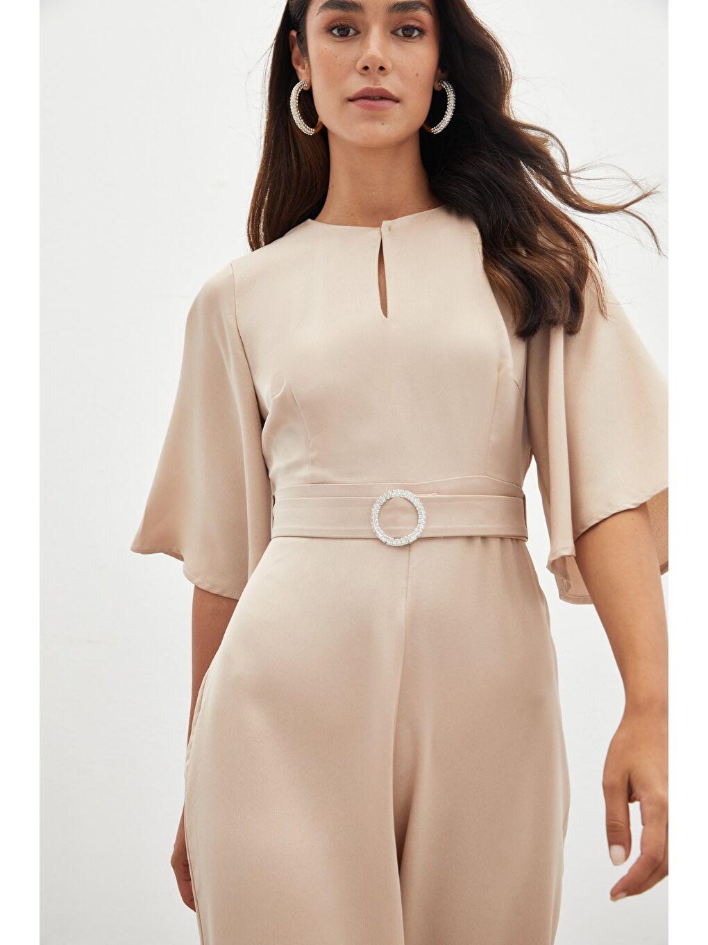 Kemerli Krep Tulum - Bej-6