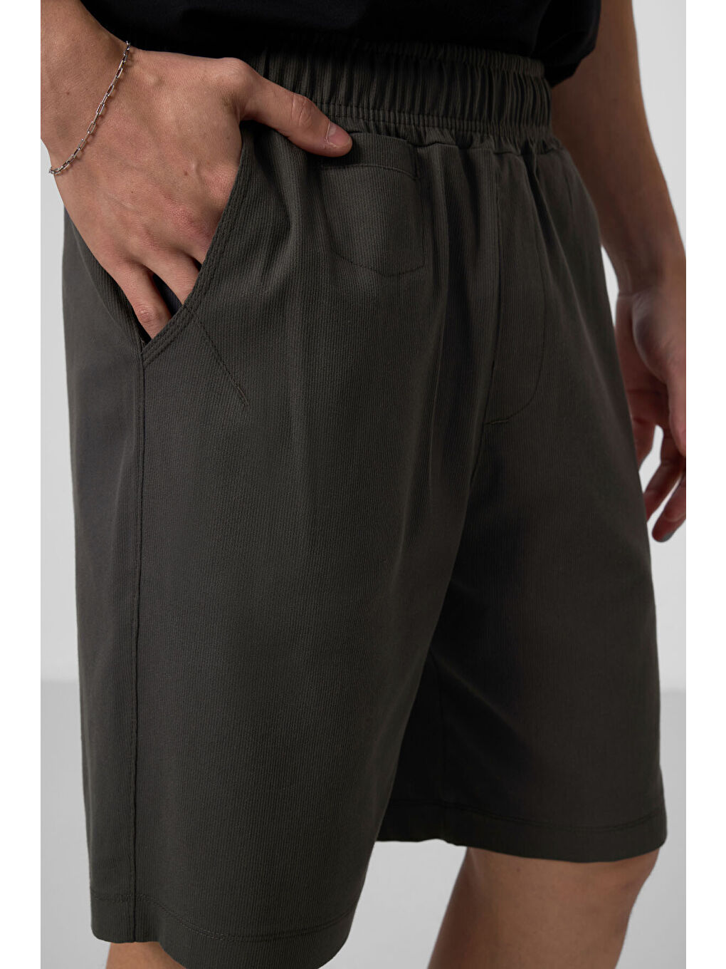 Antrasit Standart Fit Dokuma Hafif Esnek Chino Şort - 81290-2