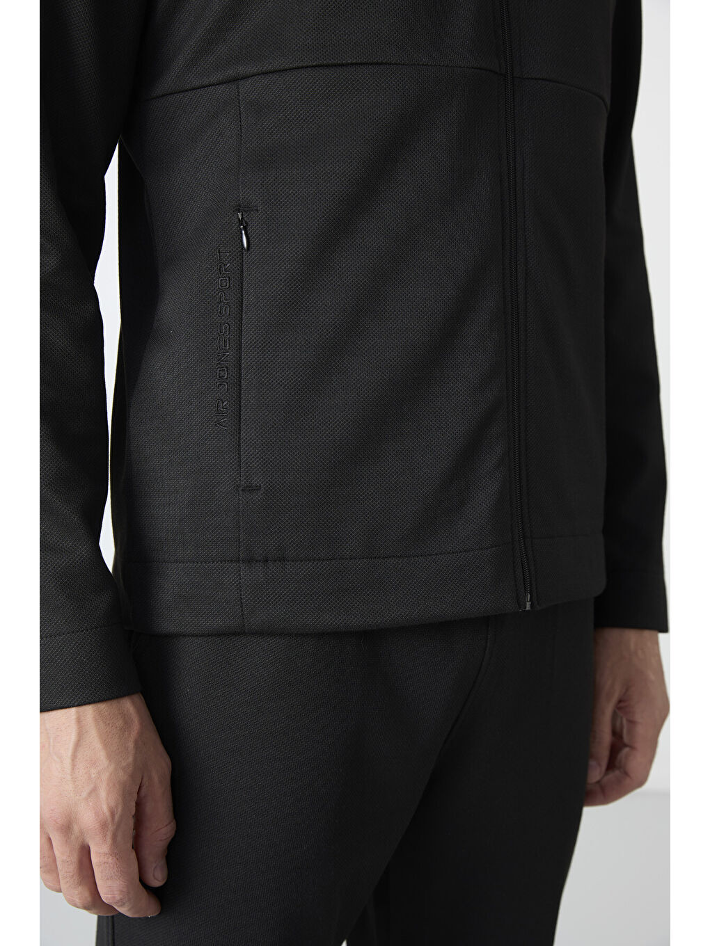 Siyah Dik Yaka Gizli Cep Detaylı Standart Kalıp Erkek Eşofman Takım - 85209-4