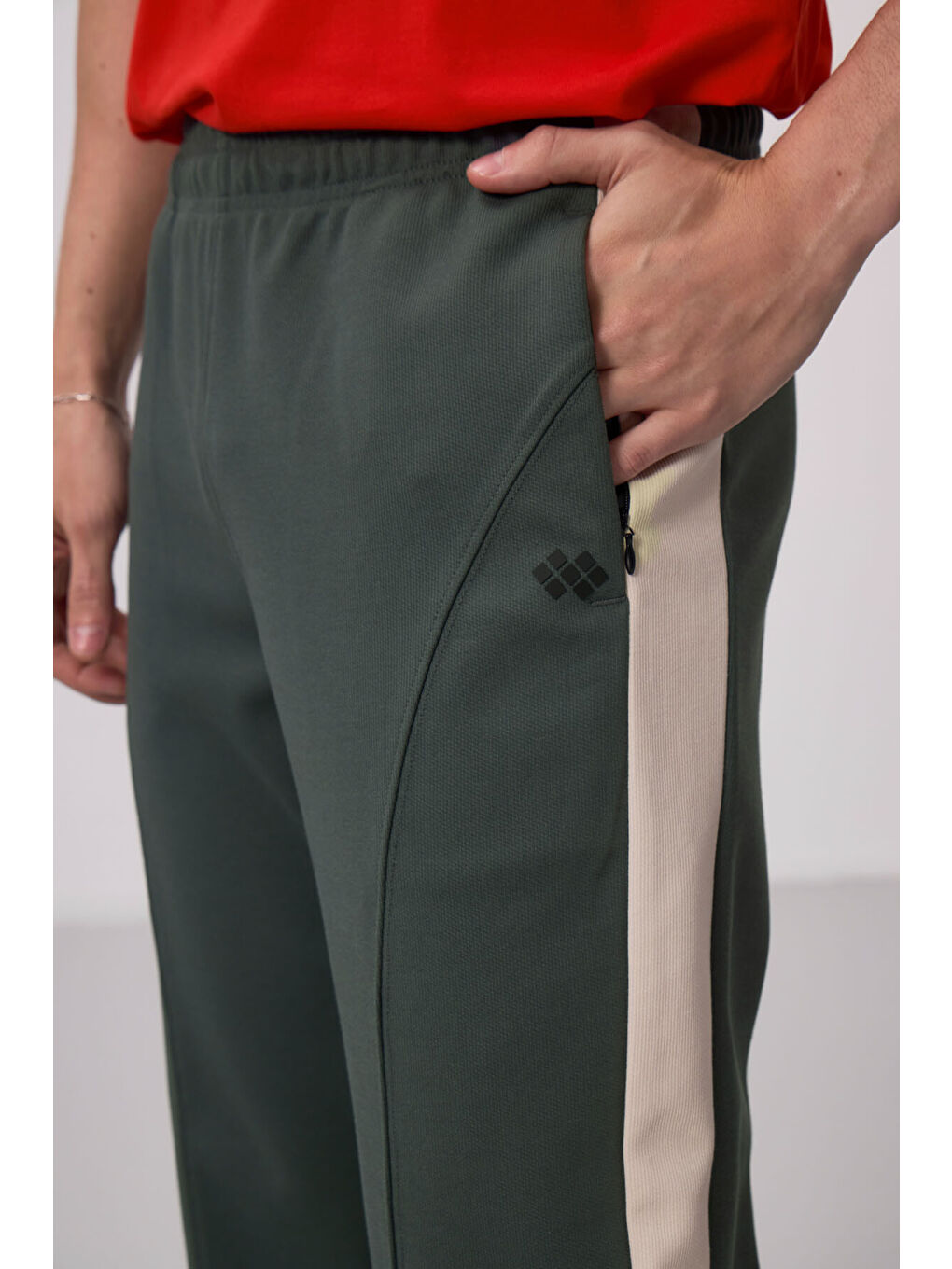 Haki Yüzeyi Dokulu Standart Fit Palazzo  Erkek Pantolon - 82171-2