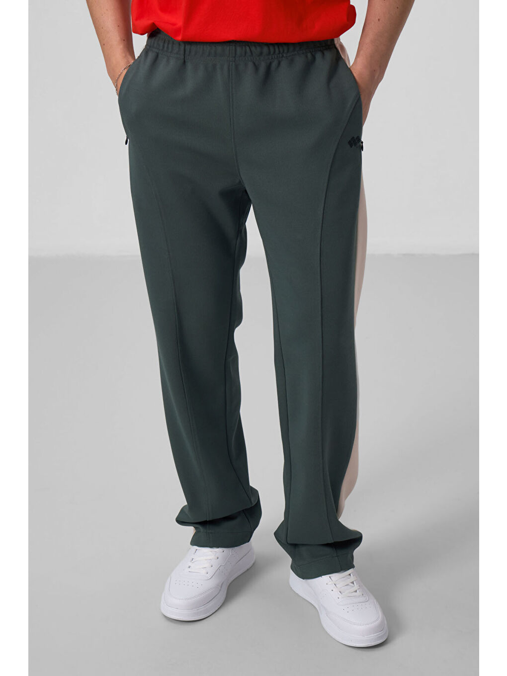 Haki Yüzeyi Dokulu Standart Fit Palazzo  Erkek Pantolon - 82171-3