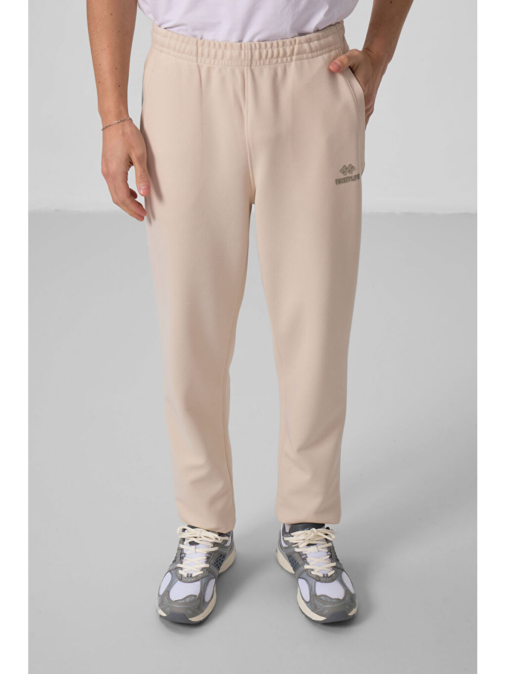 Bej Yüzeyi Dokulu Rahat Form Erkek Eşofman Takım - 85273-2