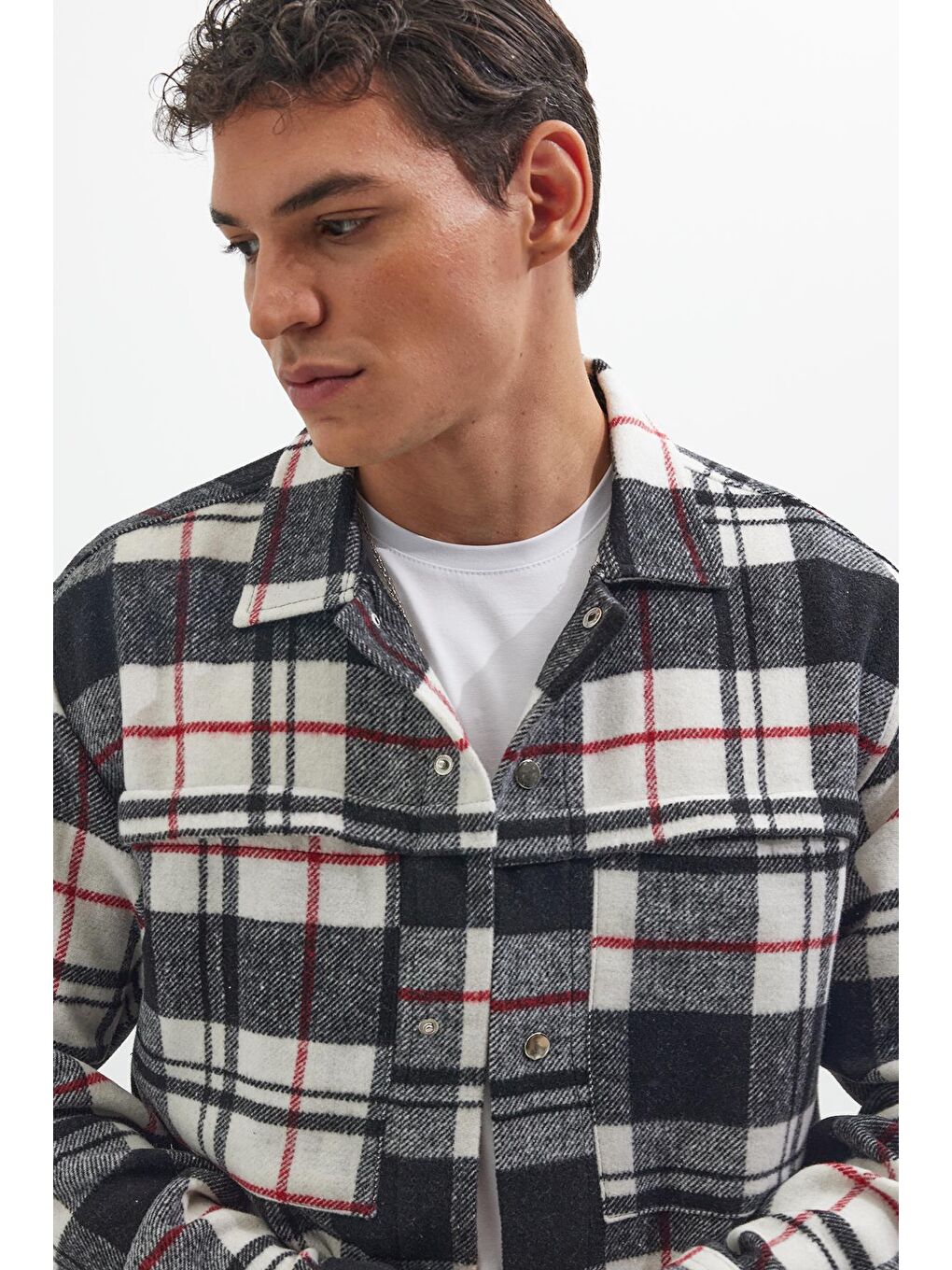 Karışık Erkek Relax Fit Rahat Kesim Uzun Kollu Çift Cepli Kareli Kışlık Oduncu Apaş Yaka Gömlek-1