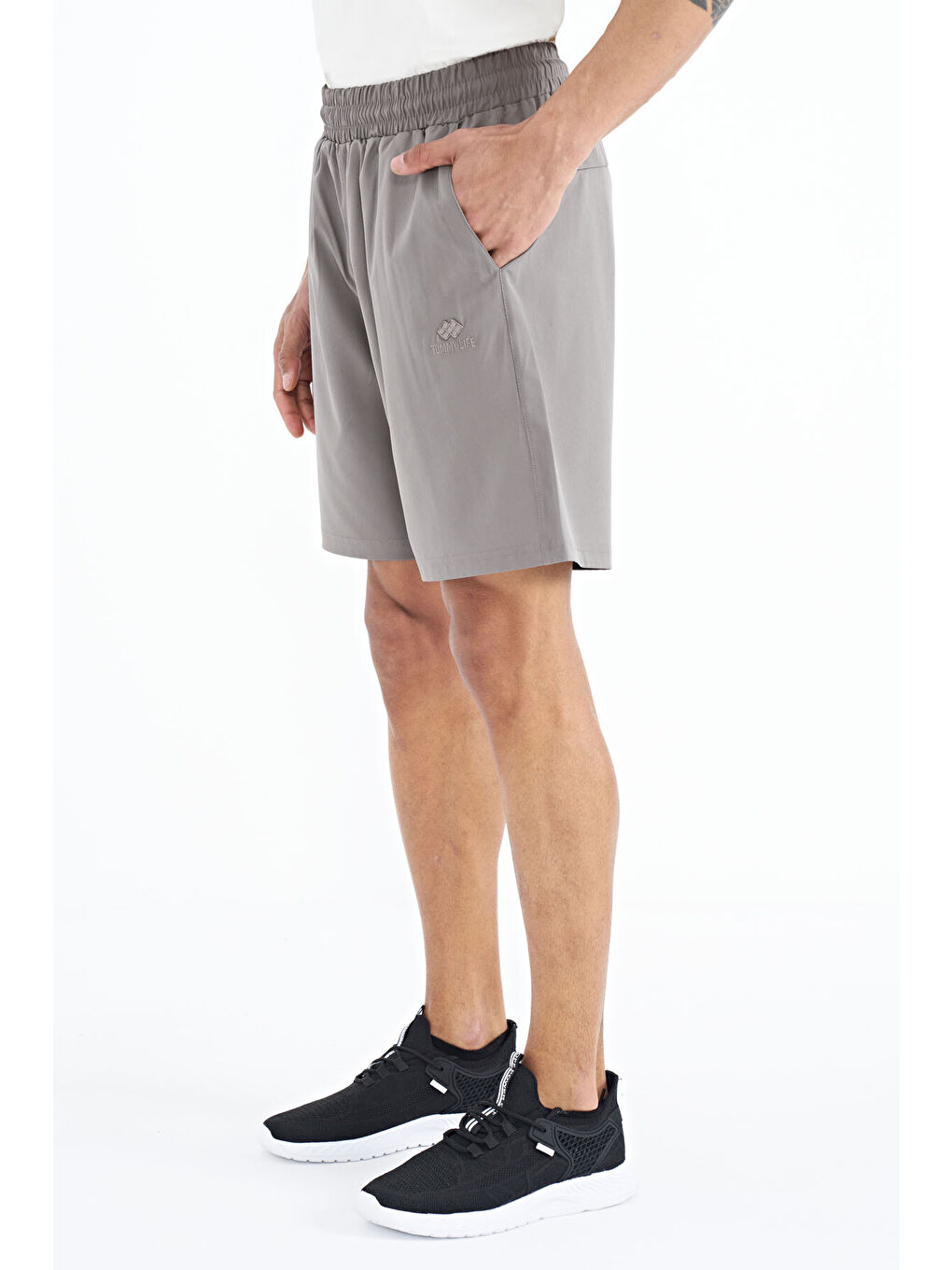 Bej Taş Yan Cep Detaylı Lastikli Erkek Şort - 81238-3