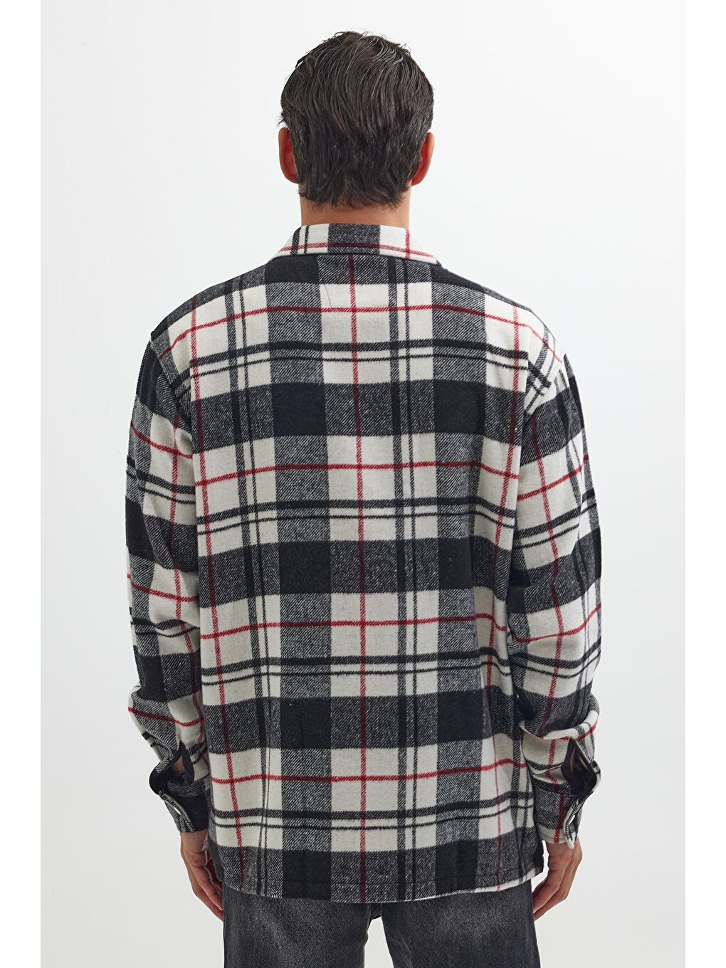 Karışık Erkek Relax Fit Rahat Kesim Uzun Kollu Çift Cepli Kareli Kışlık Oduncu Apaş Yaka Gömlek-6