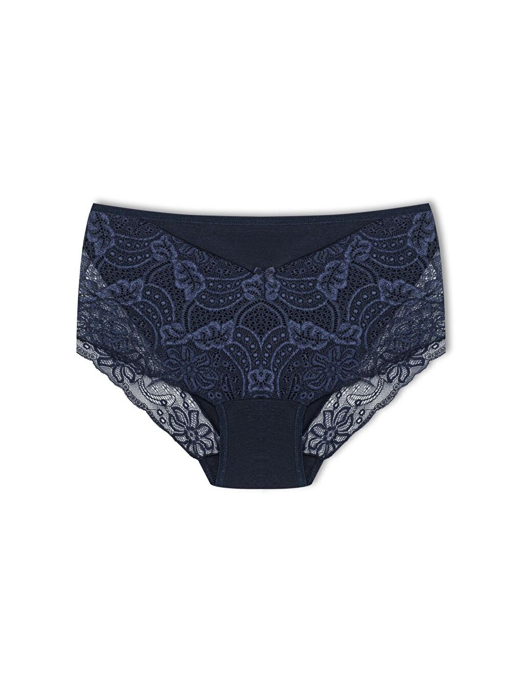 Lacivert Önü ve Paçası Dantel Detaylı Büyük Beden Kadın Külot