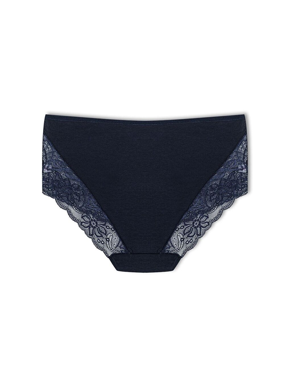 Lacivert Önü ve Paçası Dantel Detaylı Büyük Beden Kadın Külot-1