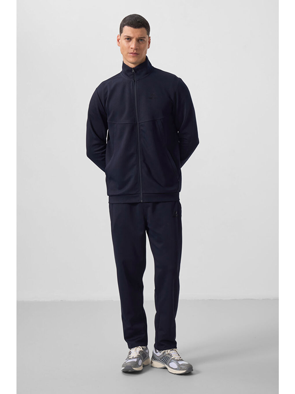 Lacivert Yüzeyi Dokulu Rahat Form Erkek Eşofman Takım - 85273-3