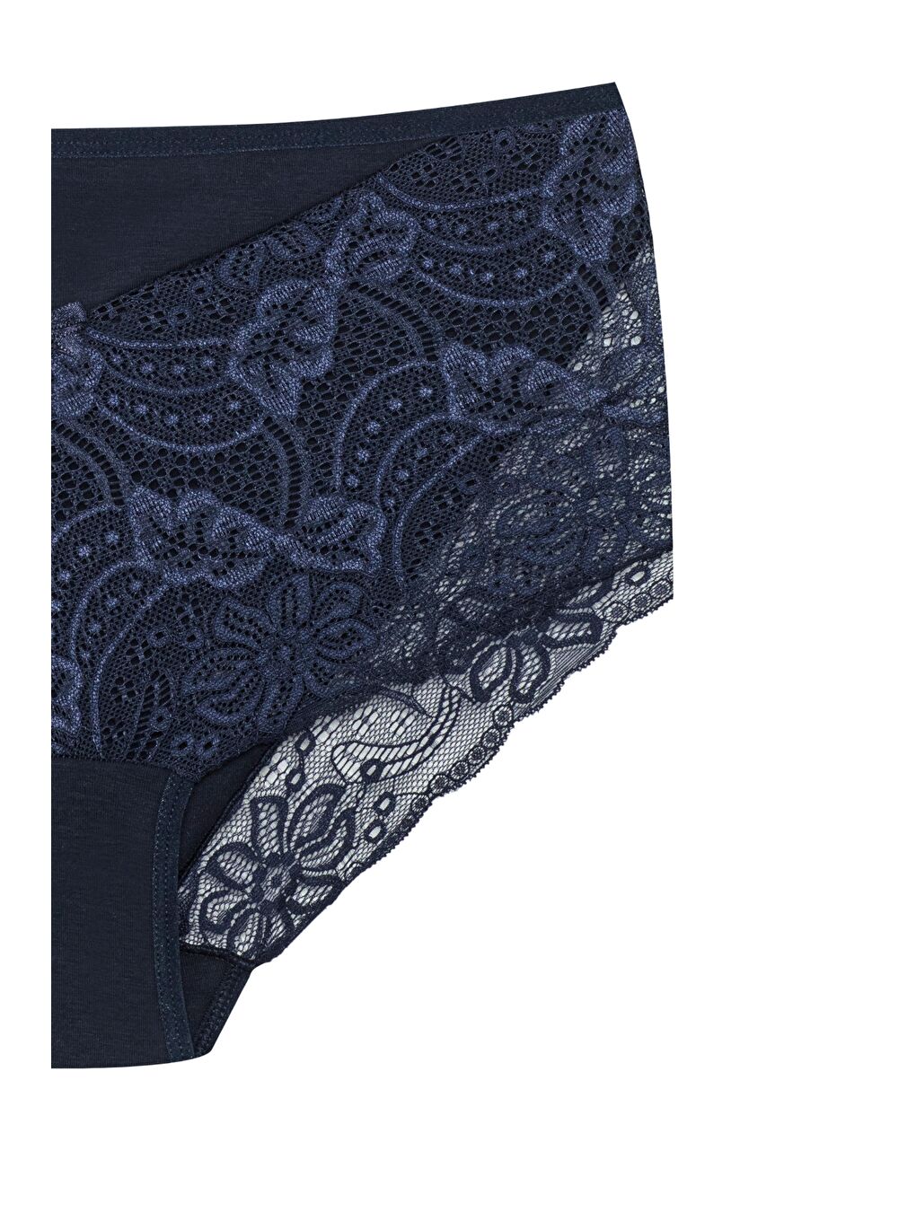 Lacivert Önü ve Paçası Dantel Detaylı Büyük Beden Kadın Külot-2