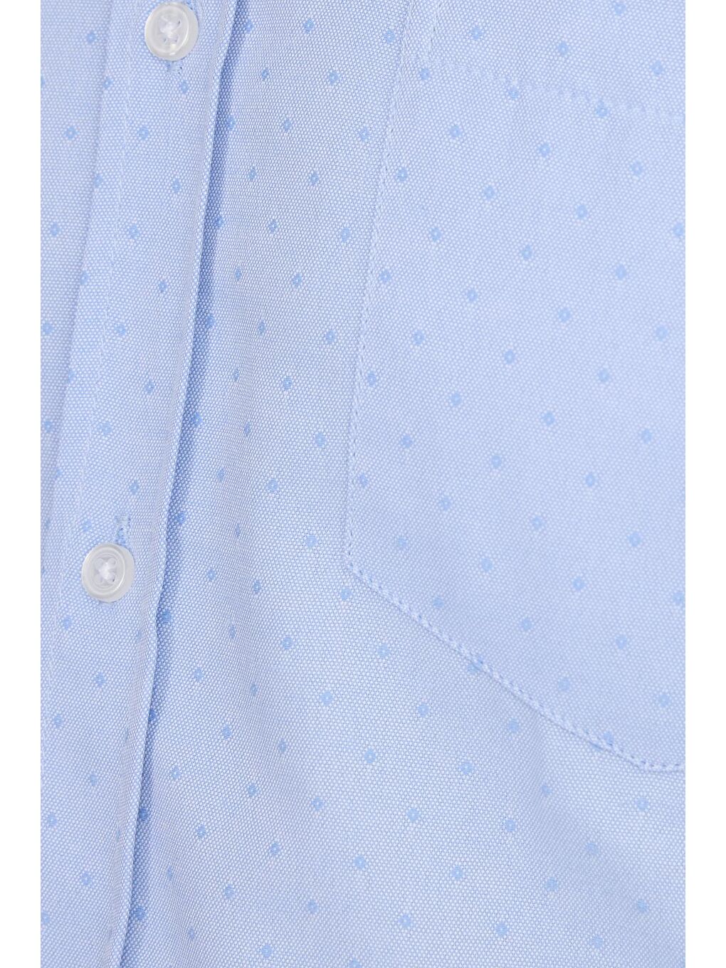 Erkek Regular Fit Klasik Kesim Spor Yaka Armürlü Oxford Garnili Mavi Gömlek-5