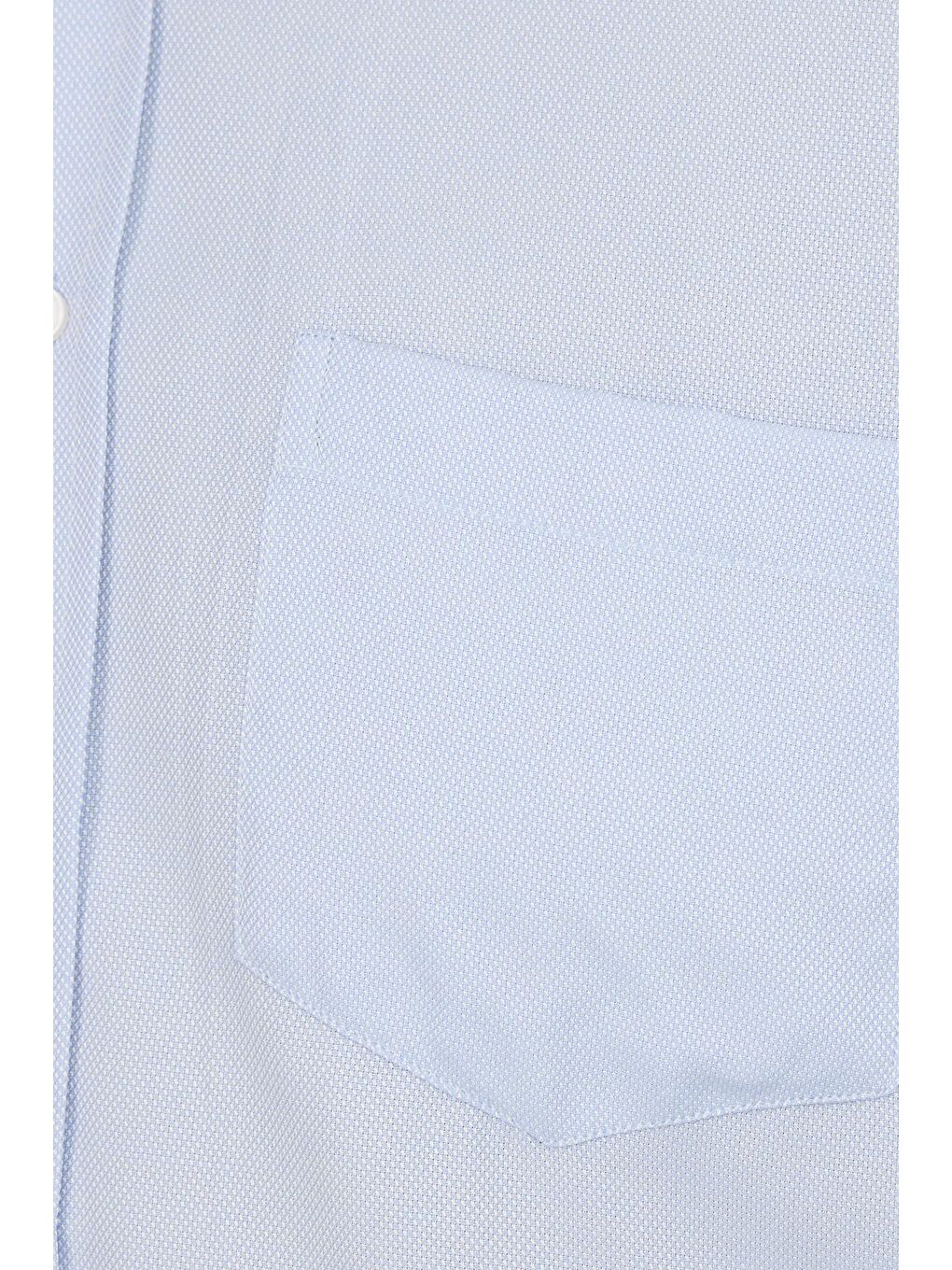 Erkek Regular Fit Klasik Kesim Düğmeli Yaka Pamuklu Kolay Ütü Oxford Düz Mavi Gömlek-5