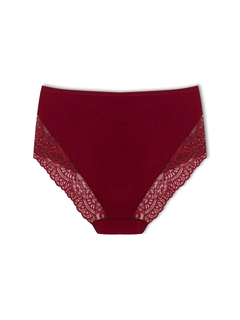 Bordo Önü ve Paçası Dantel Detaylı Büyük Beden Kadın Külot-1