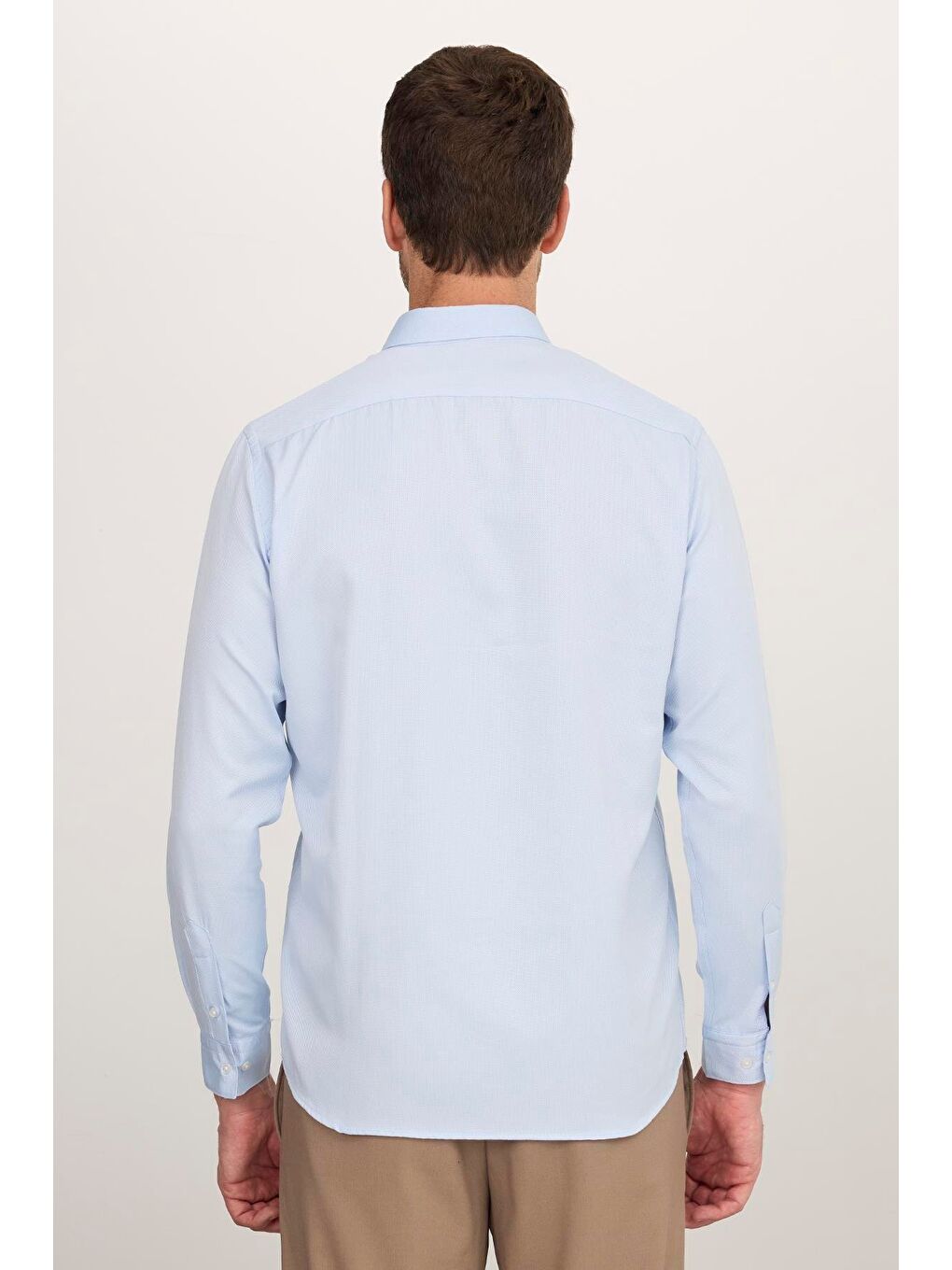 Erkek Regular Fit Klasik Kesim Düğmeli Yaka Pamuklu Kolay Ütü Oxford Düz Mavi Gömlek-6