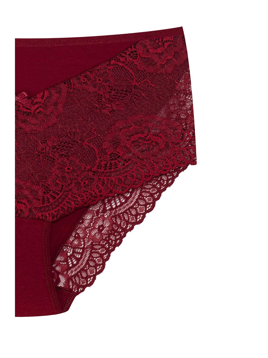 Bordo Önü ve Paçası Dantel Detaylı Büyük Beden Kadın Külot-2