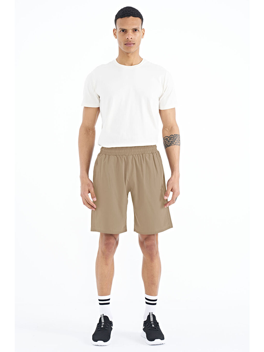 Bej Yan Cep Detaylı Lastikli Erkek Şort - 81238