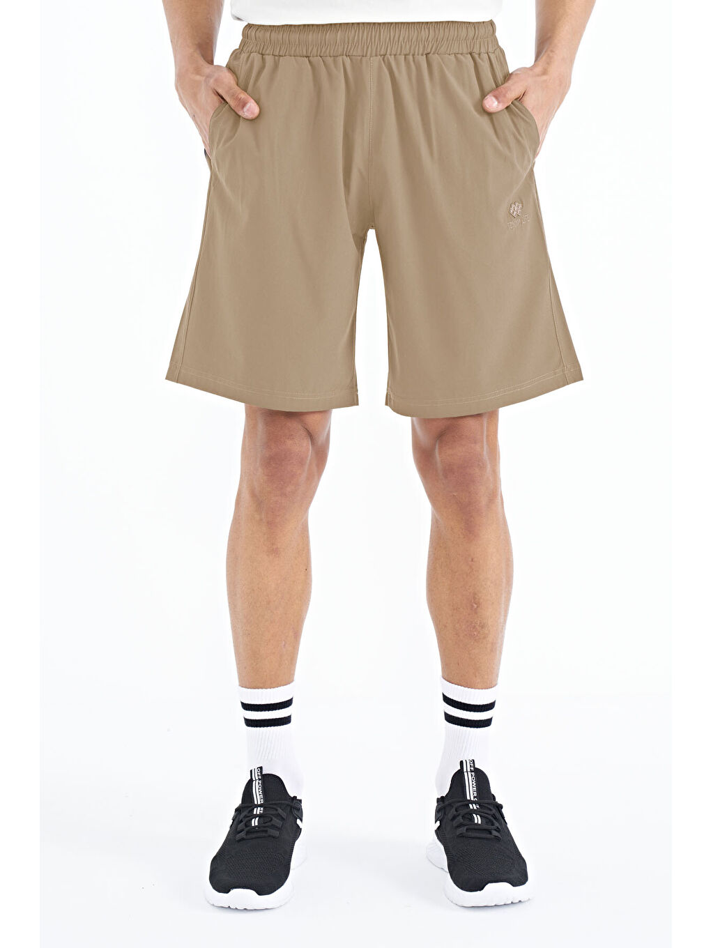 Bej Yan Cep Detaylı Lastikli Erkek Şort - 81238-1