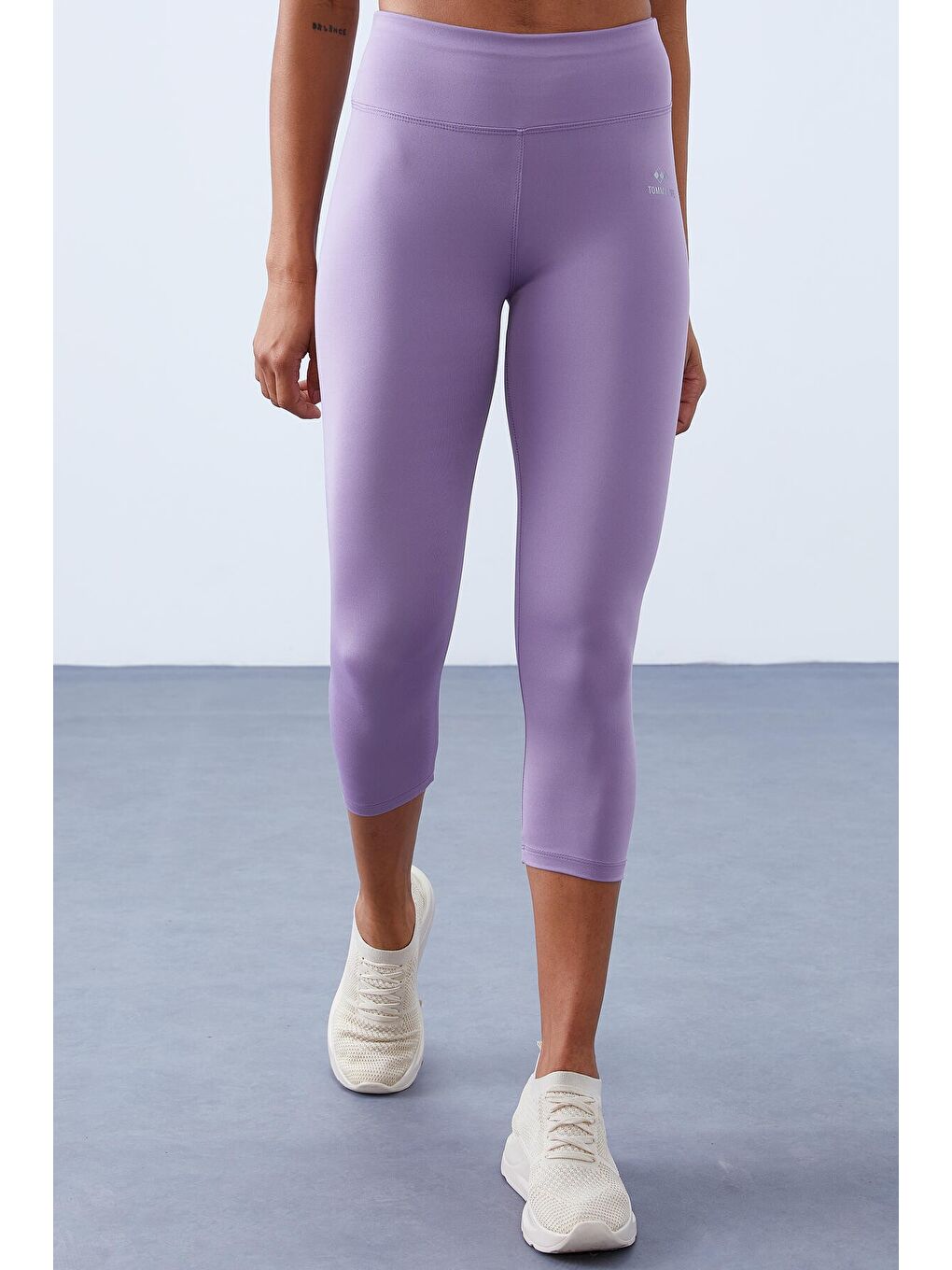 Mor Eflatun Yüksek Bel Toparlayıcı Çapraz Sırt Detaylı Slim Fit Kadın Tayt Takım - 95283-3