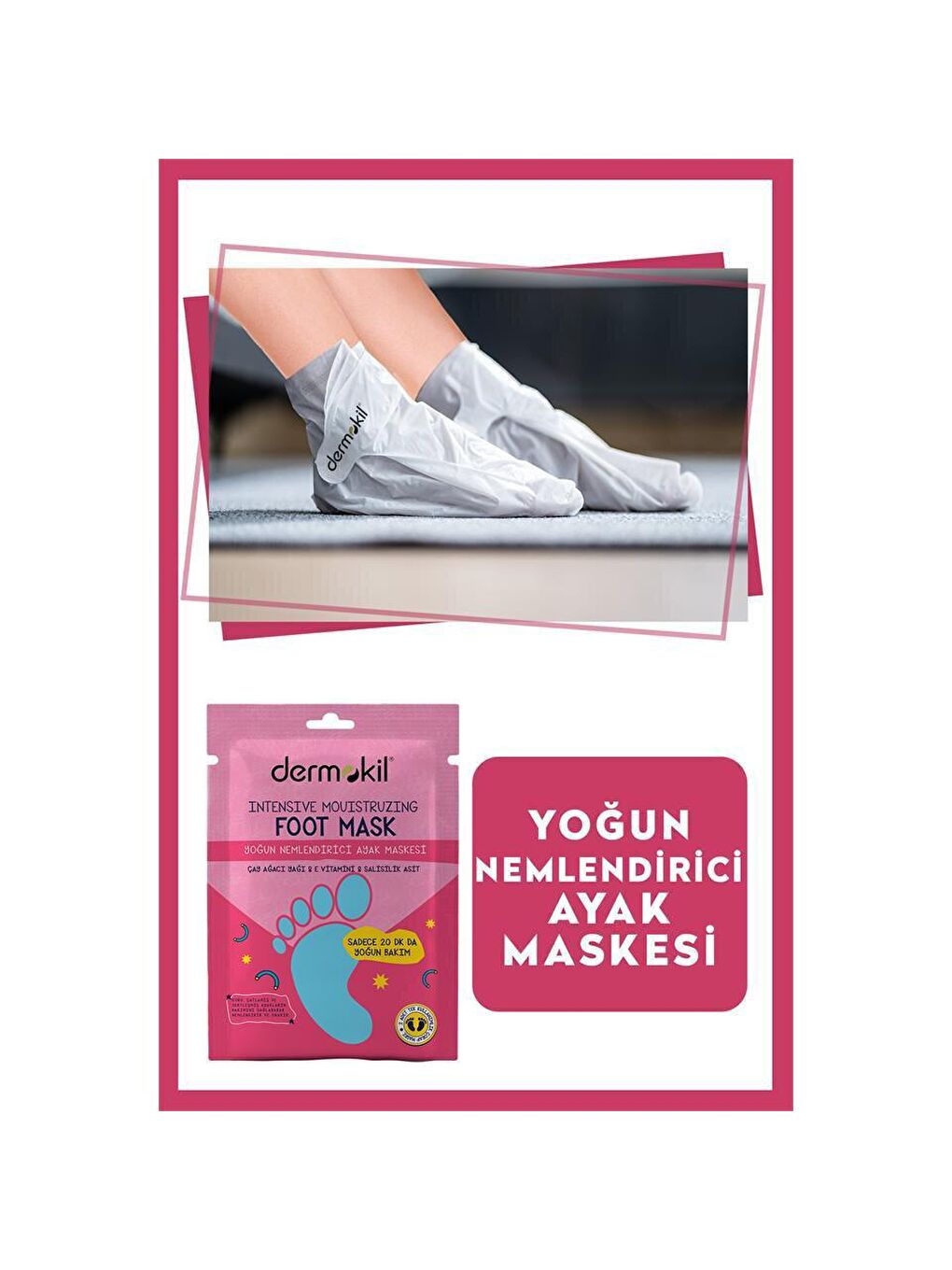 DERMOKIL Bej-Beyaz Yoğun Nemlendirici Ayak Maskesi 30 ml - 1