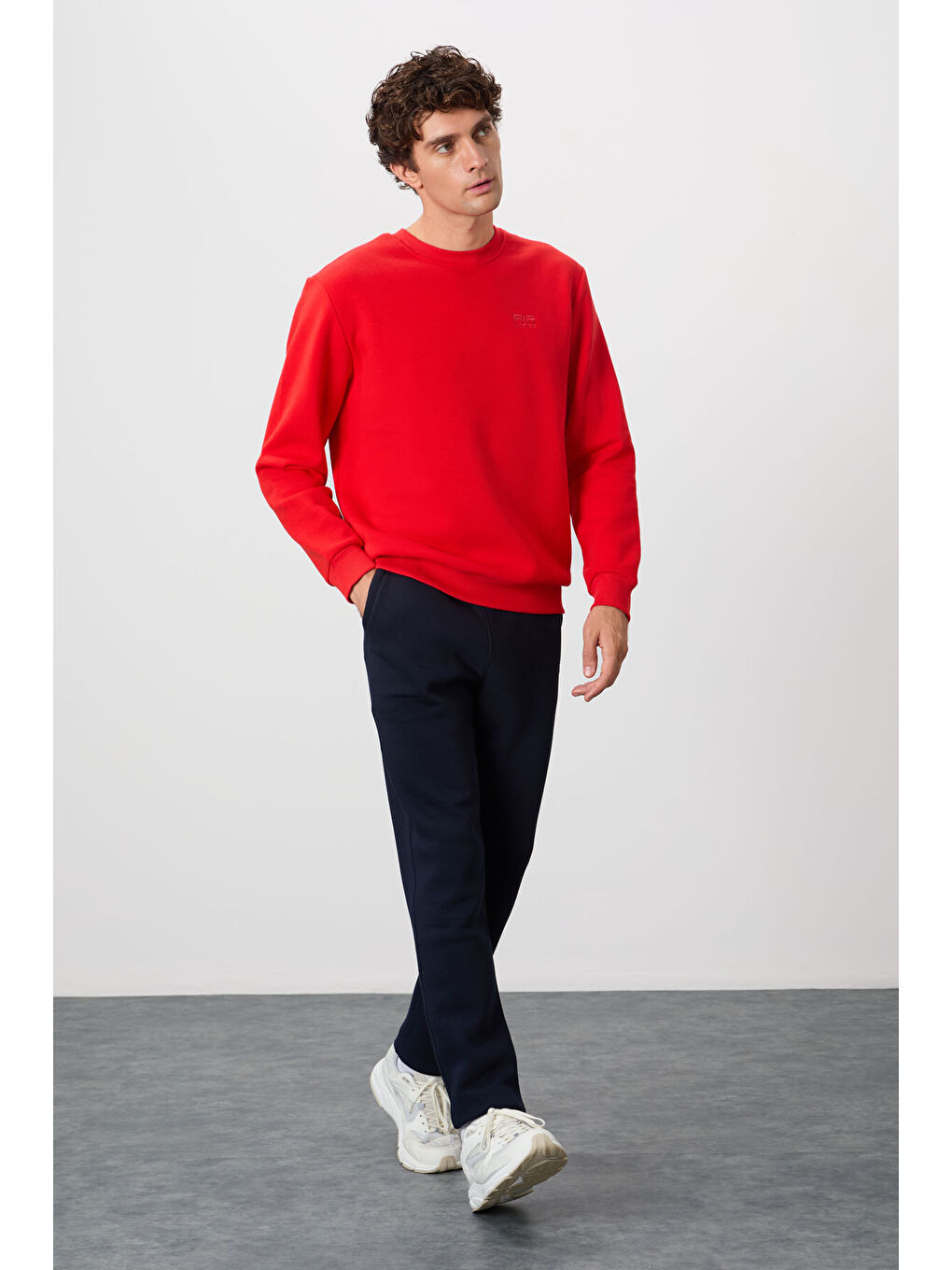 Kırmızı Omar Fiesta Bisiklet Yaka Şardonlu Basic Erkek Sweatshirt - 88137-1