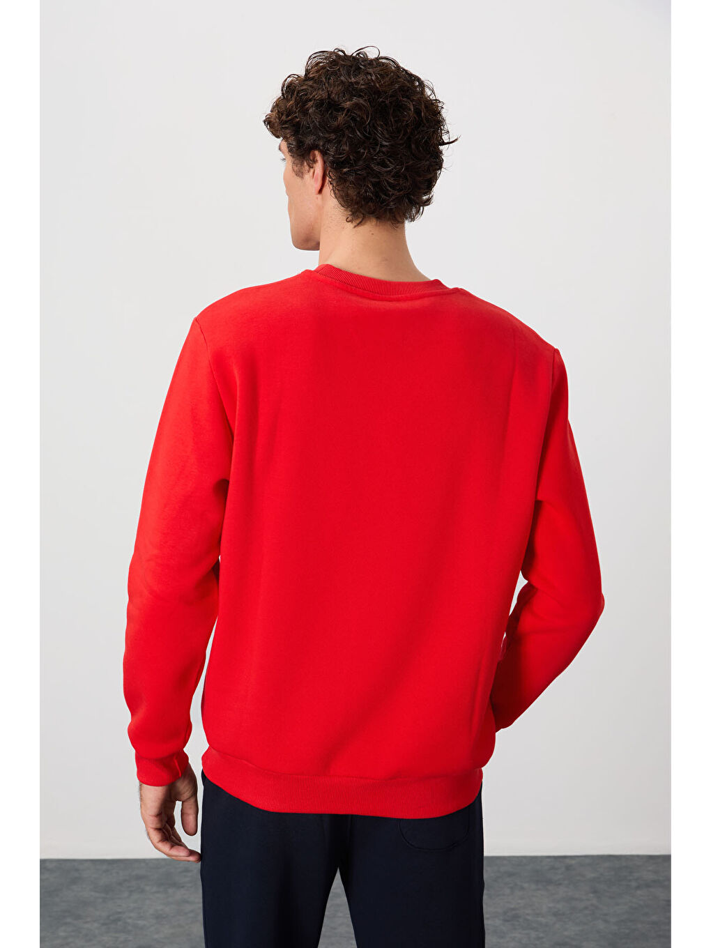 Kırmızı Omar Fiesta Bisiklet Yaka Şardonlu Basic Erkek Sweatshirt - 88137-4