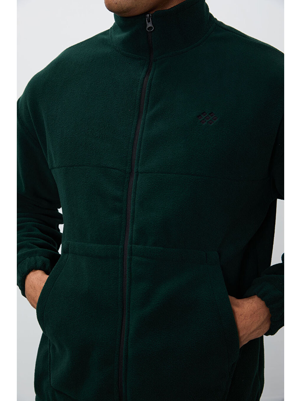 Çam Yeşil Kalın Yumuşak Dokulu Comfort Fit Nakışlı Erkek Eşofman Takım - 85269-4