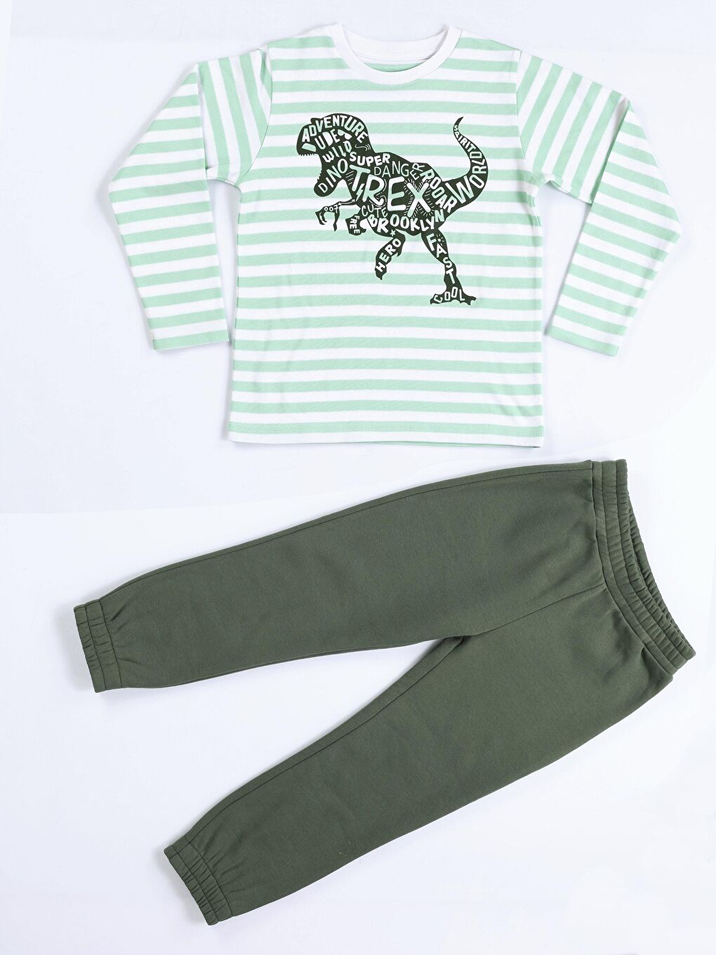 Casabony Yeşil Yazılı Dino Jogger +T-shirt Takım - 2