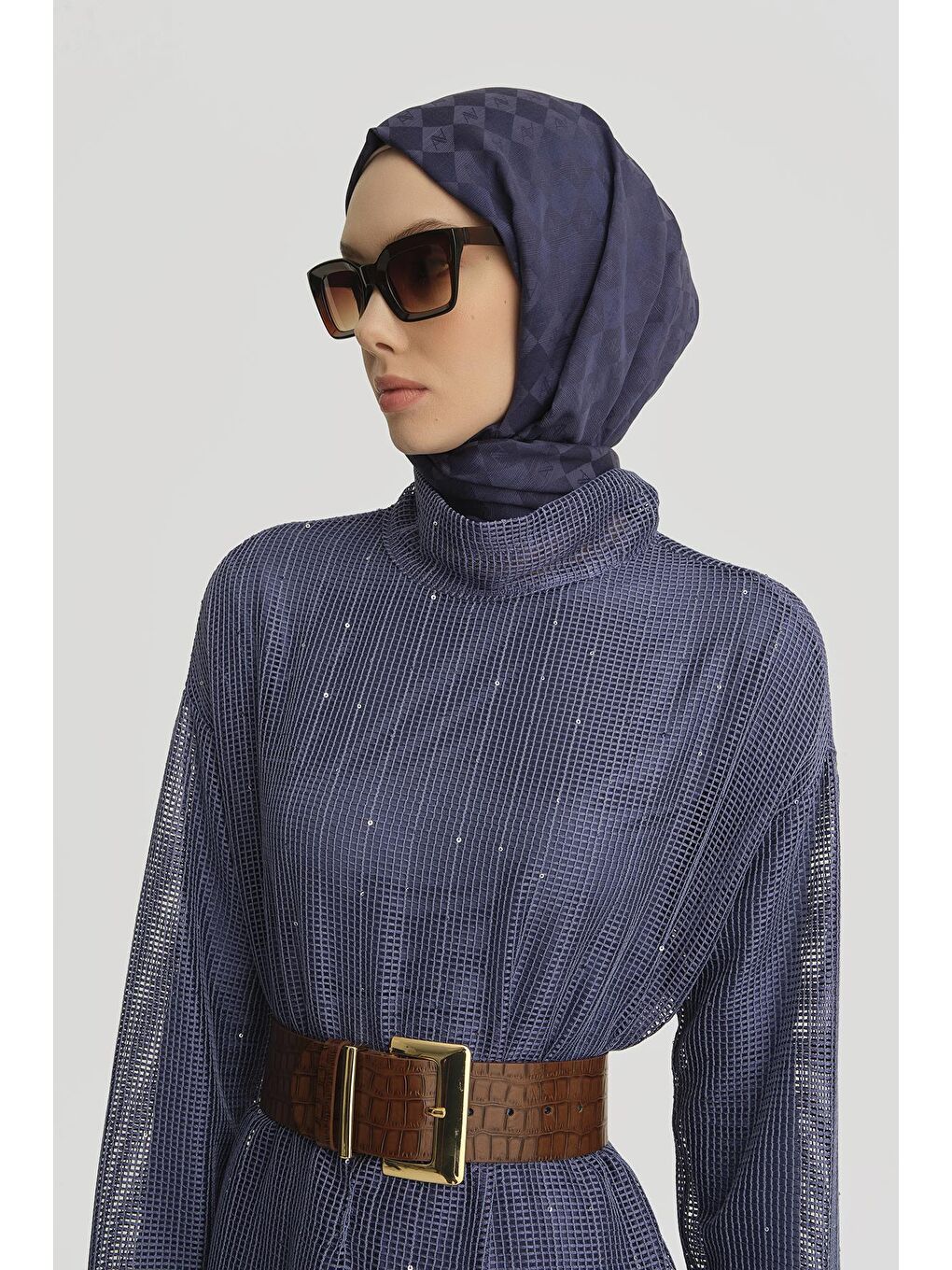 Mor Kemerli Uzun Kollu Kadın Bluz 25Y3700-1