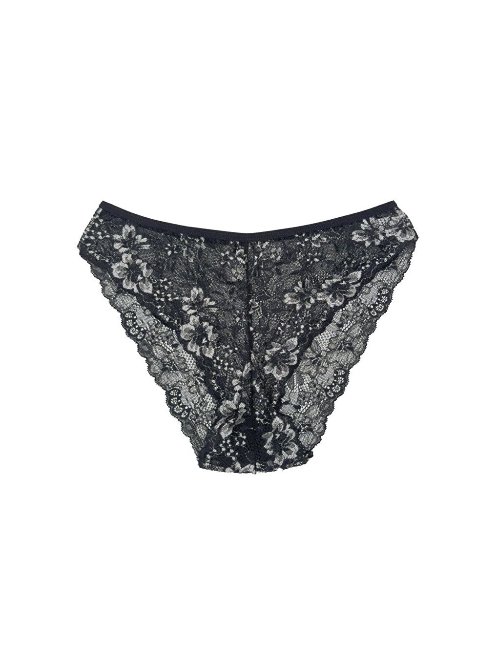 Lacivert Çift Renk Dantel Yüksek Bel Kadın Külot 5’li-1