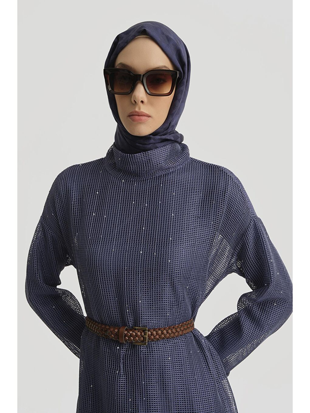 Mor Kemerli Uzun Kollu Kadın Bluz 25Y3700-3