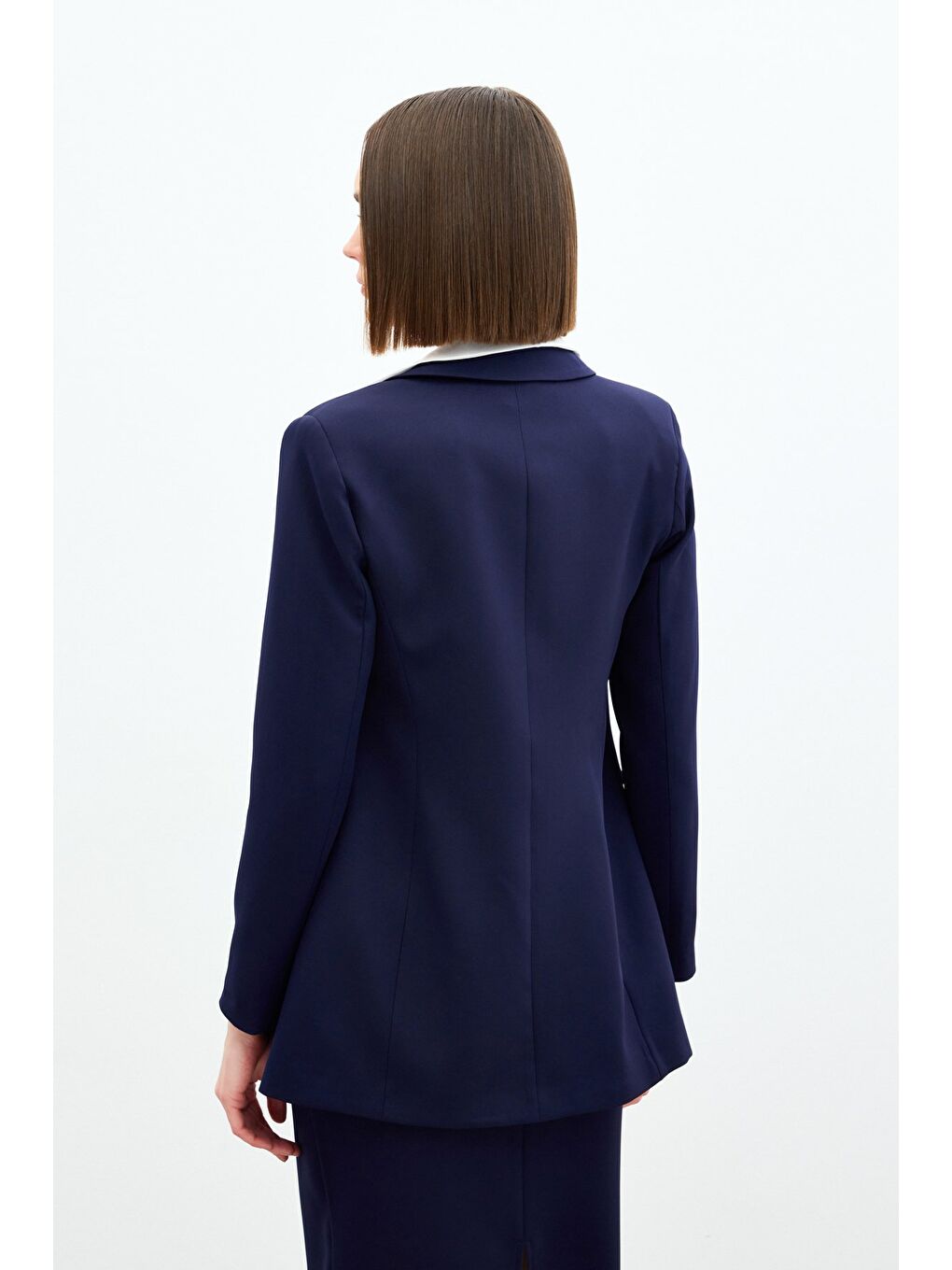 Mono Yaka Klasik Ceket - Lacivert-2