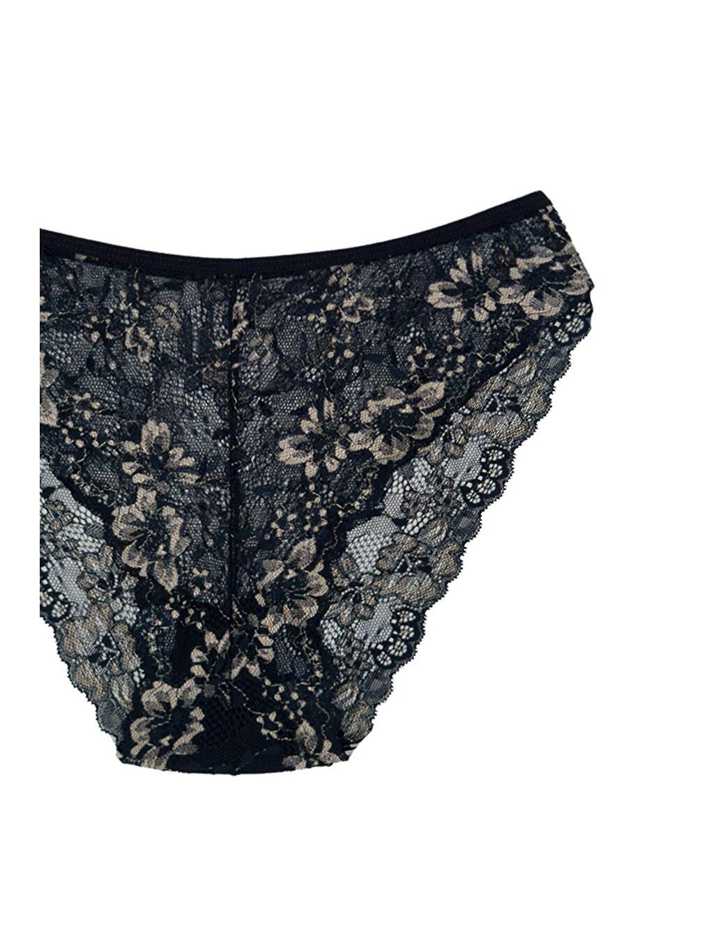 Lacivert Çift Renk Dantel Yüksek Bel Kadın Külot 5’li-4