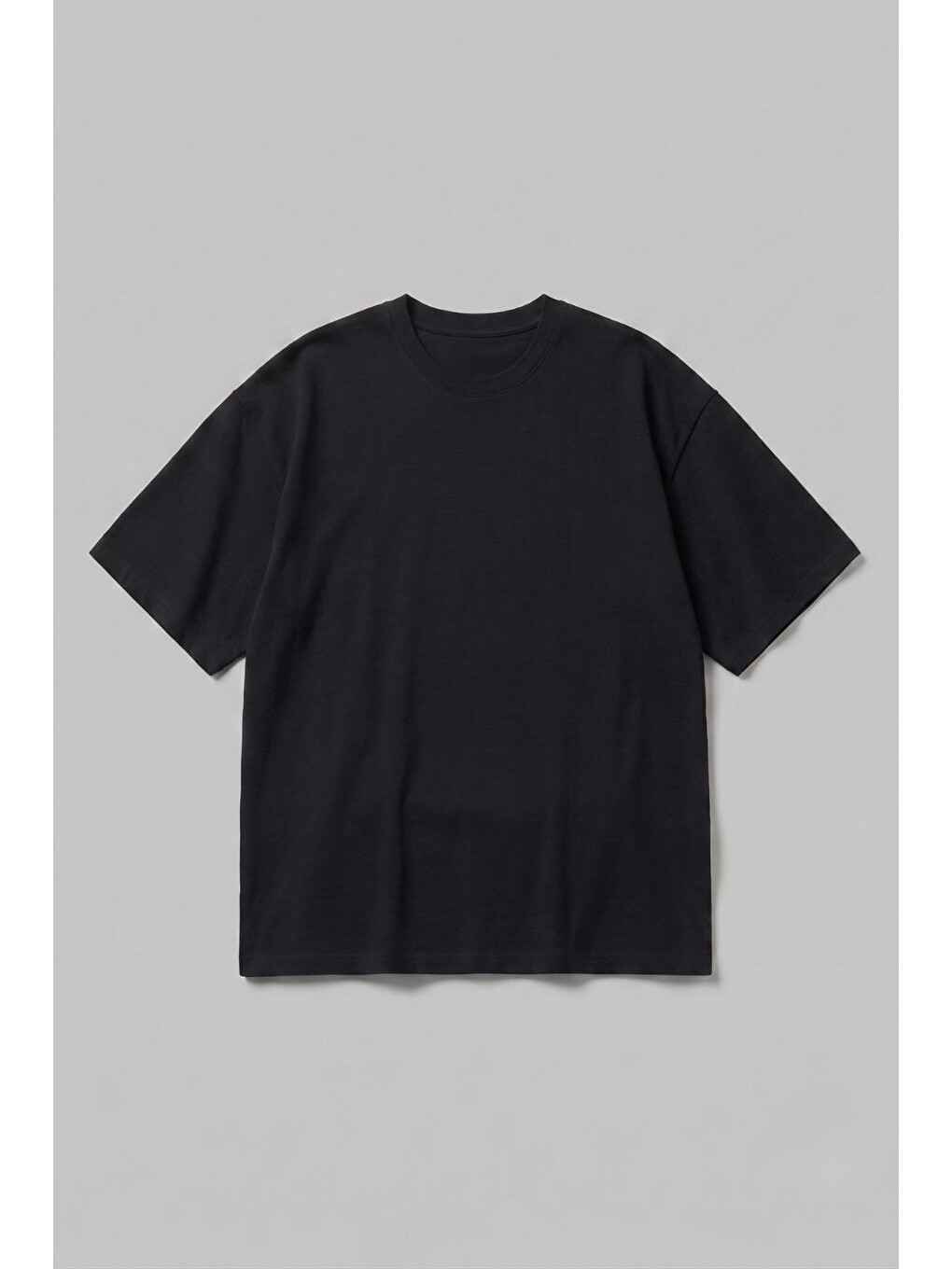 Erkek Blank Oversize Siyah T-shirt-1