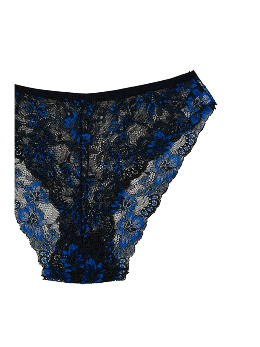 Siyah Çift Renk Dantel Yüksek Bel Kadın Külot 3'lü-4